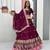 Plum Color Embroidery Sequence And Thread Work Vichitra Lahenga Choli Set