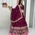 Plum Color Embroidery Sequence And Thread Work Vichitra Lahenga Choli Set