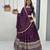 Wine Color Embroidery Thread and Sequence Work Chinon Silk Lahenga Choli Set