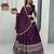 Wine Color Embroidery Thread and Sequence Work Chinon Silk Lahenga Choli Set