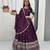Wine Color Embroidery Thread and Sequence Work Chinon Silk Lahenga Choli Set