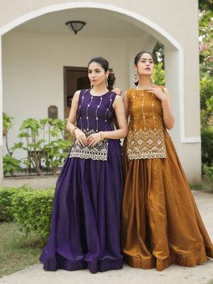 Mustard Color Plain With Pleating Lehenga With Blouse Jacket Fully Stitched Set 4