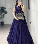 Purple Color Plain With Pleating Lehenga With Blouse Jacket Fully Stitched Set