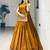 Mustard Color Plain With Pleating Lehenga With Blouse Jacket Fully Stitched Set
