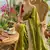 Mehndi Green Color  embroidery thread work Tissue Organza Saree
