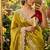 Yellow Color  embroidery thread work Tissue Organza Saree