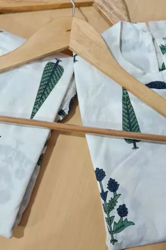 White Floral Printed Cotton Co-Ord Set for Women