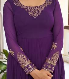 Purple Color Thread With Sequence Work American Silk Top Bottom Dupatta Set