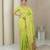 Light parrot green pallu woven zari buti & traditional motifs work silk blend fabric traditional festive style