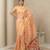 Light peach pallu woven zari buti & traditional motifs work silk blend fabric traditional festive style