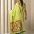 Light parrot green pallu woven zari buti & traditional motifs work silk blend fabric traditional festive style