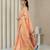 Light peach pallu woven zari buti & traditional motifs work silk blend fabric traditional festive style