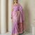 Lavender pallu woven zari buti & traditional motifs work silk blend fabric traditional festive style