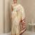 Off white pallu woven zari buti & traditional motifs work silk blend fabric traditional festive style
