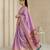 Lavender pallu woven zari buti & traditional motifs work silk blend fabric traditional festive style