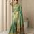 Light olive pallu woven zari buti & traditional motifs work silk blend fabric traditional festive style