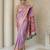 Lavender pallu woven zari buti & traditional motifs work silk blend fabric traditional festive style