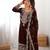 Dark Brown Color Thread With Dori Embroidery,Sequin,Thread And Pearl Work Faux Georgette Top Bottom Dupatta Set 