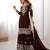 Dark Brown Color Thread With Dori Embroidery,Sequin,Thread And Pearl Work Faux Georgette Top Bottom Dupatta Set 