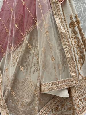 Radiant Off-White Sequins Silk Bridal Lehenga Choli With Double Dupatta 7