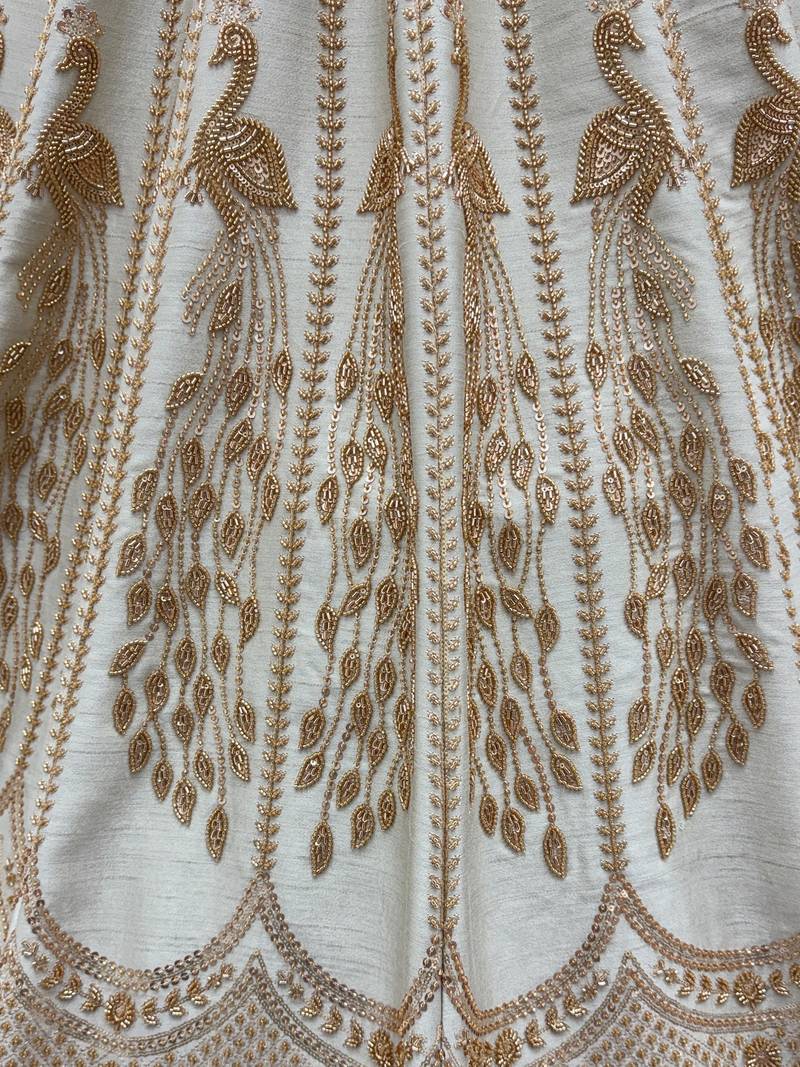 Radiant Off-White Sequins Silk Bridal Lehenga Choli With Double Dupatta