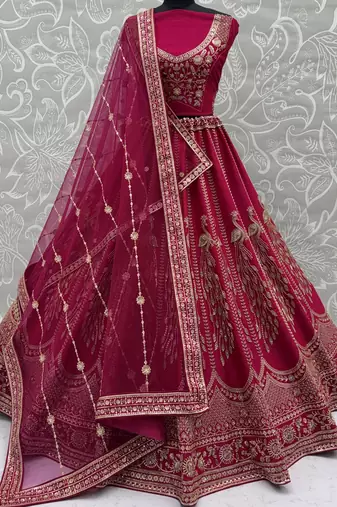 Timeless Pink Dori Work Silk Bridal Lehenga Choli With Double Dupatta