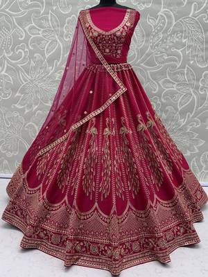 Timeless Pink Dori Work Silk Bridal Lehenga Choli With Double Dupatta 7
