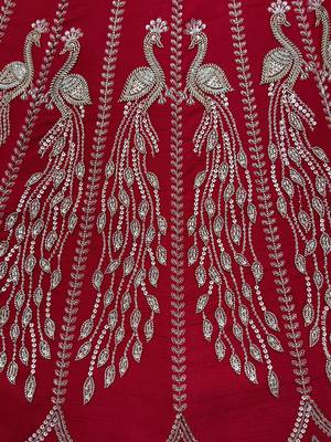 Rich Red Multi Thread Work Bridal Lehenga Choli With Double Dupatta 9