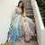 Pastel Blue Digital Floral Print Lehenga with Hook Beads Work