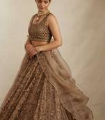 Coffee Brown Sequins Work Lehenga Choli