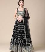 Stunning Black & Gold Festive Lehenga with Elegant Embroidery