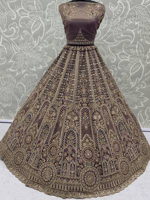 Adorable Purple Sequins Net Bridesmaid Lehenga Choli With Dupatta 6