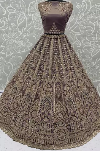 Adorable Purple Sequins Net Bridesmaid Lehenga Choli With Dupatta