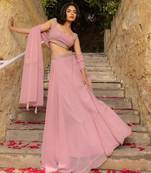 Pastel Pink Faux Georgette Lehenga Choli Set