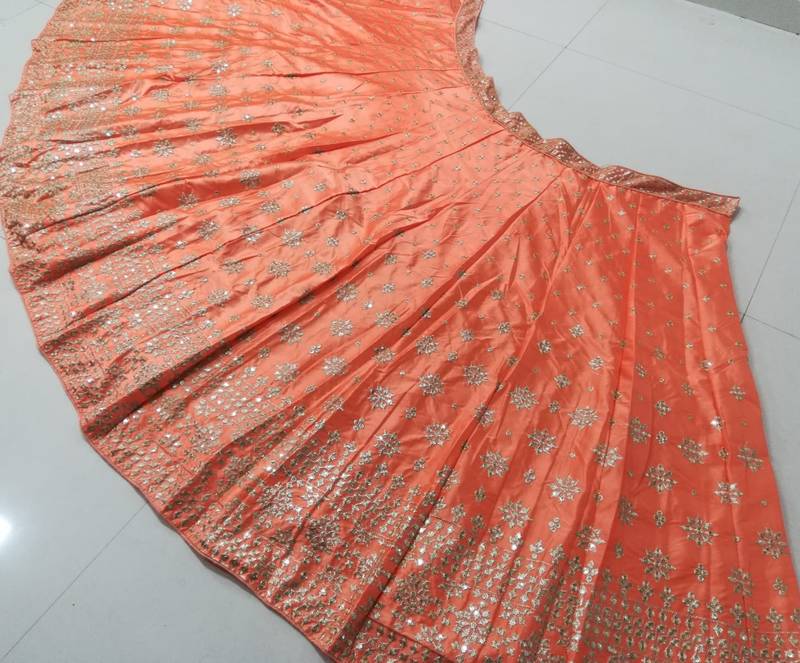 Orange Devsena Silk Sequins Zari Embroidered Lehenga Choli with Net Dupatta