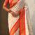 Off-white silk blend saree with orange zari border & peacock printed pallu | festive traditional wear saree