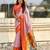 Lavender-lavender silk blend saree with orange zari border & peacock printed pallu | festive traditional wear saree