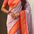 Lavender-lavender silk blend saree with orange zari border & peacock printed pallu | festive traditional wear saree
