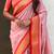 Peach-peach silk blend saree with orange zari border & peacock printed pallu | festive traditional wear saree