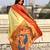 Light lime silk blend saree with orange zari border & peacock printed pallu | festive traditional wear saree