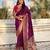 Wine silk blend saree with traditional multicolor woven border & rich pallu | festive & party wear saree