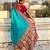 Teal silk blend saree with traditional multicolor woven border & rich pallu | festive & party wear saree