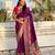 Wine silk blend saree with traditional multicolor woven border & rich pallu | festive & party wear saree