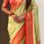 Light lime silk blend saree with orange zari border & peacock printed pallu | festive traditional wear saree