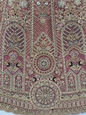 Gorgeous Dusty Pink Zircon Work Net Engagement Wear Lehenga With Blouse 9