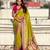 Olive silk blend saree with traditional multicolor woven border & rich pallu | festive & party wear saree