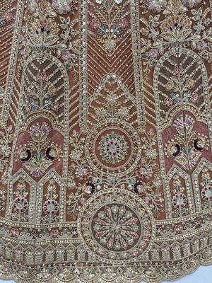 Sparkling Brown Multi Thread Work Net Reception Wear Lehenga Choli 10