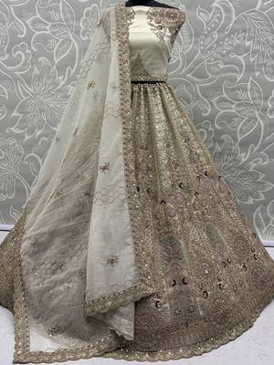Dreamy Off-White Dori Work Net Wedding Wear Lehenga Choli 7