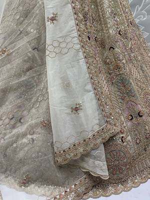 Dreamy Off-White Dori Work Net Wedding Wear Lehenga Choli 8