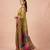 Olive printed silk blend saree with multicolor traditional border & paisley pallu | festive ethnic wear saree